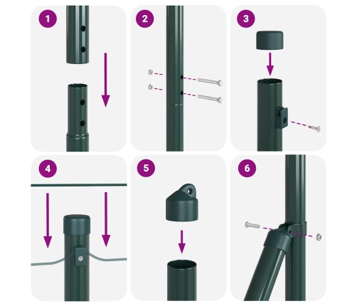Tvora Su Stulpais Žalia 1.5 X 10 M Pvc Dengtas Plienas