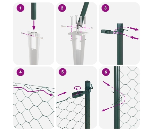 Tvora Su Stulpais Žalia 1.5 X 10 M Pvc Dengtas Plienas