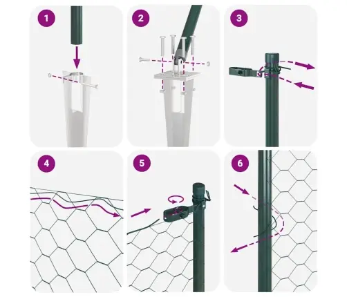 Tvora Su Stulpais Žalia 1.6 X 10 M Pvc Dengtas Plienas