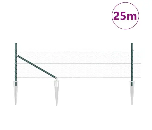 Hexagon Fence Zaļš 0.4X25 M Tērauds Vidaxl