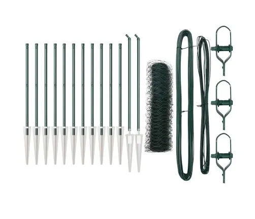 Tvora Su Stulpais Žalia 0.4 X 25 M Pvc Dengtas Plienas