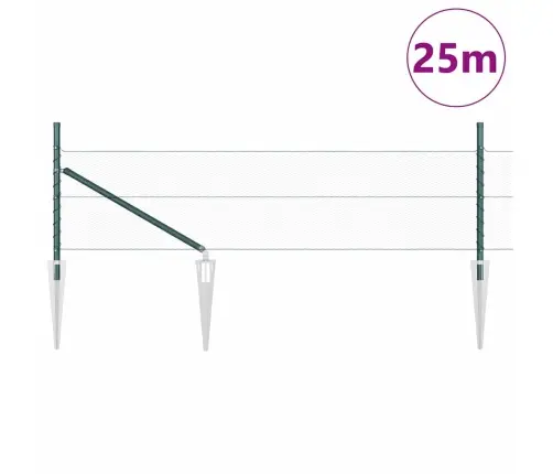 Tvora Su Stulpais Žalia 0.5 X 25 M Pvc Dengtas Plienas