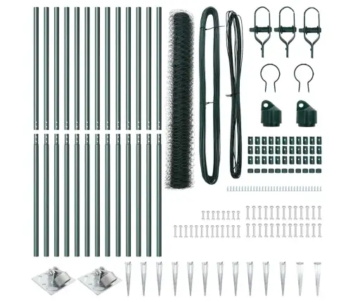 Žogs Ar Stabiem. Zaļa 1.4 X 25 M Pvc Pārklāts Tērauds Vidaxl