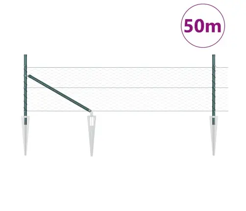 Sešstūra Žogs Zaļš 0.5X50 M Tērauds Vidaxl