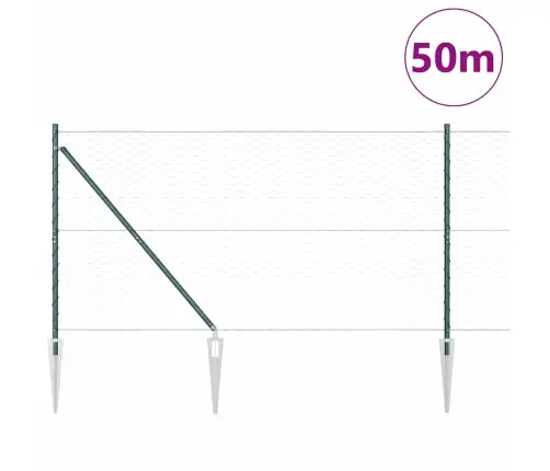 Sešstūru Žogs Zaļš 1.4X50 M Tērauda Vidaxl