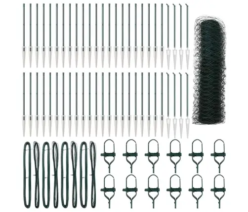 Tvora Su Stulpais Žalia 1 X 100 M Pvc Dengtas Plienas