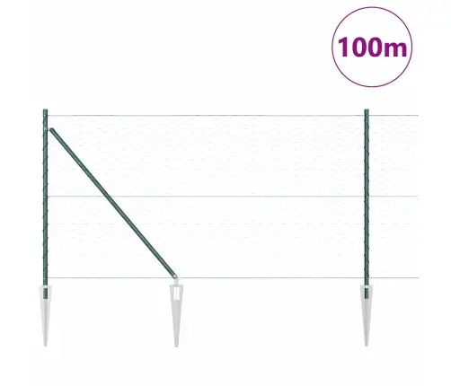 Tvora Su Stulpais Žalia 1 X 100 M Pvc Dengtas Plienas