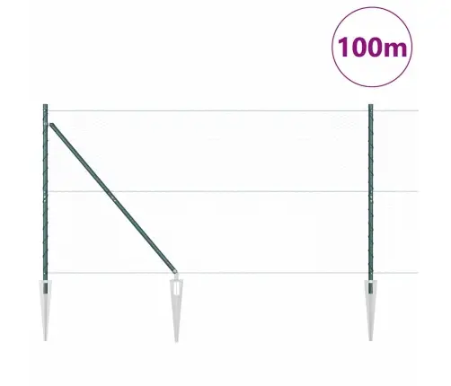 Tvora Su Stulpais Žalia 1.2 X 100 M Pvc Dengtas Plienas