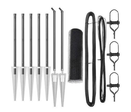 Tvora Su Stulpais Pilka 0.6 X 10 M Pvc Dengtas Plienas