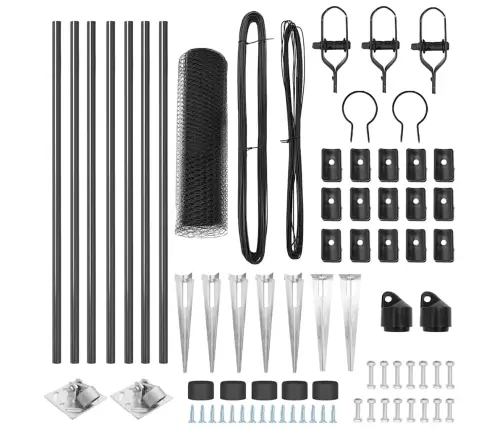 Tvora Su Stulpais Pilka 0.6 X 10 M Pvc Dengtas Plienas