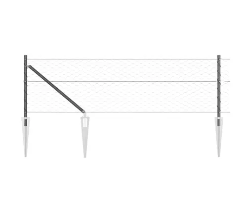 Sešstūru Žogs Pelēks 0.6X10 M Tērauds Vidaxl