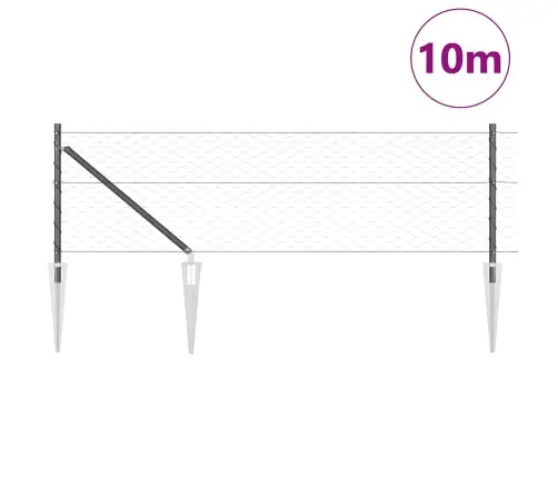 Sešstūru Žogs Pelēks 0.6X10 M Tērauds Vidaxl
