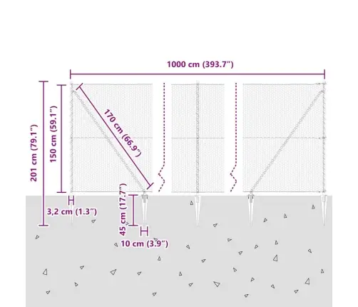Aed Koos Postidega Hall 1.5 X 10 M Pvc Kaetud Teras
