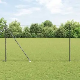 Žogs Ar Stabiem. Pelēka 1.5 X 10 M Pvc Pārklāts Tērauds Vidaxl