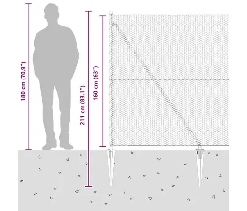 Sešstūra Žogs Pelēks 1.6X10 M Tērauds Vidaxl