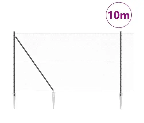 Sešstūra Žogs Pelēks 1.6X10 M Tērauds Vidaxl