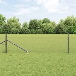 Žogs Ar Stabiem. Pelēka 0.4 X 25 M Pvc Pārklāts Tērauds Vidaxl