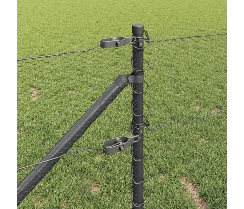 Tvora Su Stulpais Pilka 0.6 X 25 M Pvc Dengtas Plienas