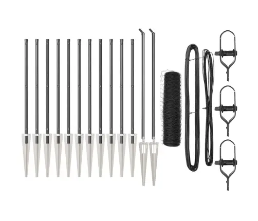 Tvora Su Stulpais Pilka 0.6 X 25 M Pvc Dengtas Plienas