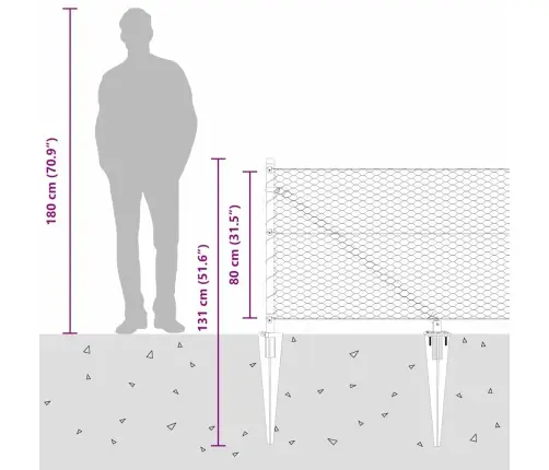 Sešstūra Žogs Pelēks 0.8X25 M Tērauds Vidaxl Sešstūra Žogs Pelēks 0.8X25 M Tērauds Vidaxl
