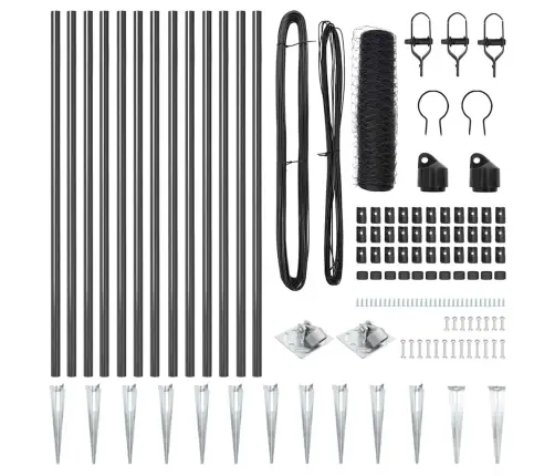 Tvora Su Stulpais Pilka 0.8 X 25 M Pvc Dengtas Plienas