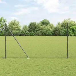 Žogs Ar Stabiem. Pelēka 1.5 X 25 M Pvc Pārklāts Tērauds Vidaxl