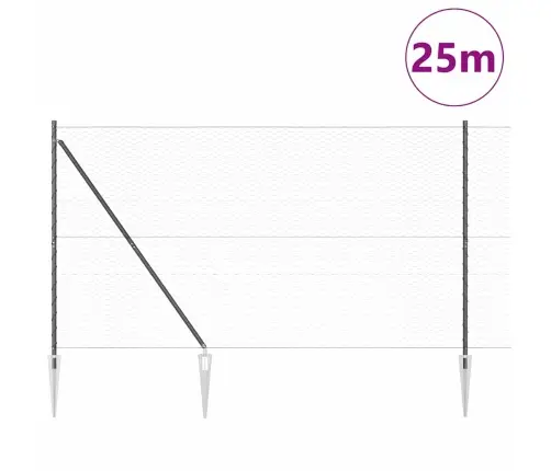 Tvora Su Stulpais Pilka 1.5 X 25 M Pvc Dengtas Plienas