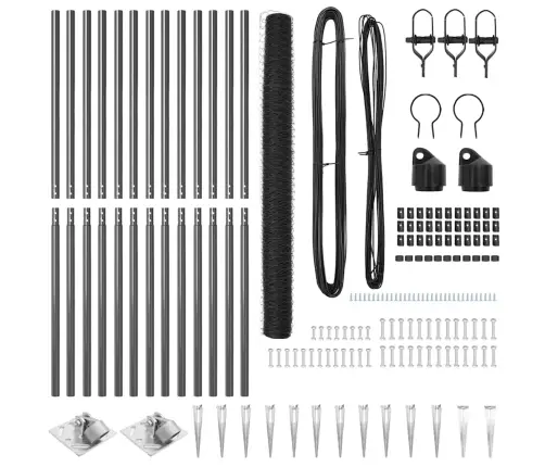 Žoga Komplekts 2 Gabali Pelēks Metāls, Pvc Pārklāts Stieples Vidaxl