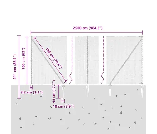 Sešstūra Žogs Pelēks 1.6X25 M Tērauds Vidaxl