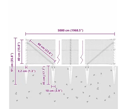 Sešstūra Žogs Pelēks 0.4X50 M Tērauds Vidaxl Sešstūra Žogs Pelēks 0.4X50 M Tērauds Vidaxl