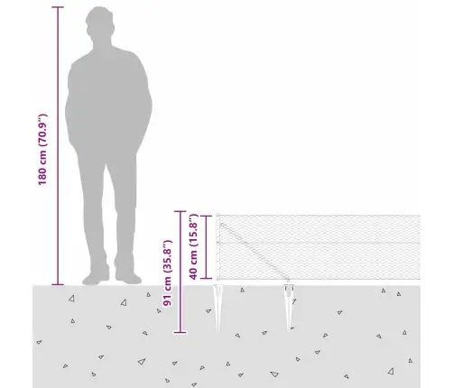 Sešstūra Žogs Pelēks 0.4X50 M Tērauds Vidaxl