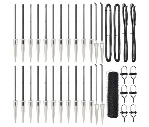 Tvora Su Stulpais Pilka 0.5 X 50 M Pvc Dengtas Plienas