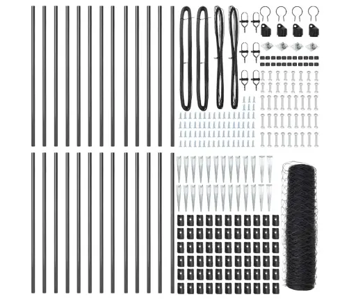 Tvora Su Stulpais Pilka 0.5 X 50 M Pvc Dengtas Plienas
