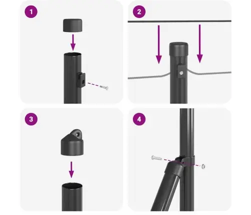 Tvora Su Stulpais Pilka 0.5 X 50 M Pvc Dengtas Plienas
