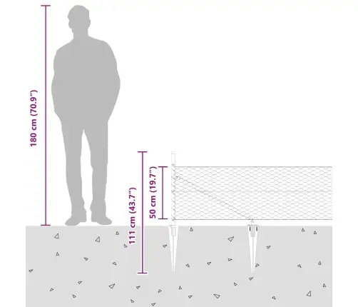 Tvora Su Stulpais Pilka 0.5 X 50 M Pvc Dengtas Plienas