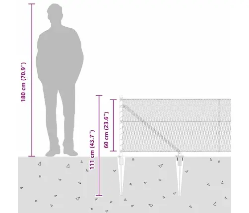 Sešstūra Žogs Pelēks 0.6X50 M Tērauds Vidaxl