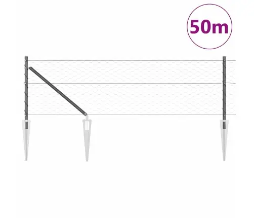 Sešstūra Žogs Pelēks 0.6X50 M Tērauds Vidaxl