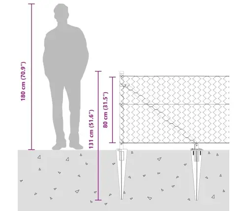 Sešstūru Žogs Pelēks 0.8X50 M Tērauds Vidaxl