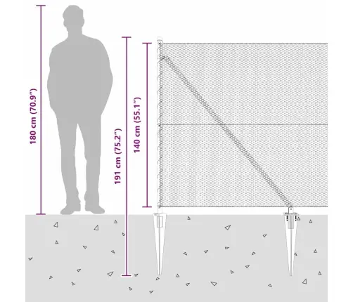 Sešstūra Žogs Pelēks 1.4X50 M Tērauds Vidaxl