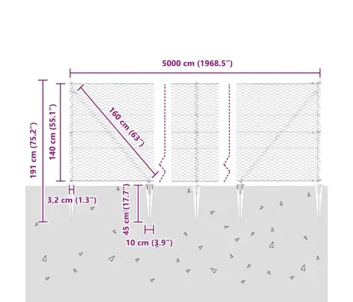 Aiapost Hall 50 X 1,4 M (36 Mm Võrku) Terased Ja Pvc