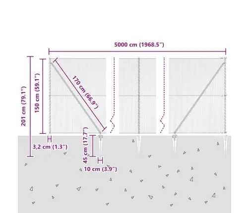 Aed Koos Postidega Hall 1.5 X 50 M Pvc Kaetud Teras Aed Koos Postidega Hall 1.5 X 50 M Pvc Kaetud Teras