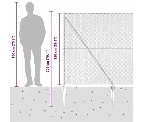 Aed Koos Postidega Hall 1.5 X 50 M Pvc Kaetud Teras Aed Koos Postidega Hall 1.5 X 50 M Pvc Kaetud Teras