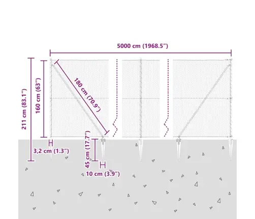 Aed Koos Postidega Hall 1.6 X 50 M Pvc Kaetud Teras