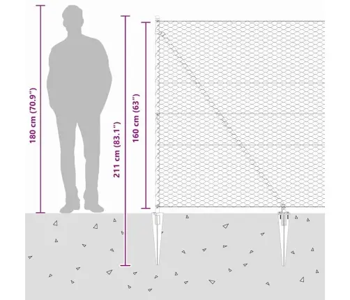 Heptagon Žogs Pelēks 1.6X50 M Tērauds Vidaxl