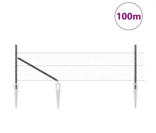Sešstūra Žogs Pelēks 0.4X100 M Tērauds Vidaxl