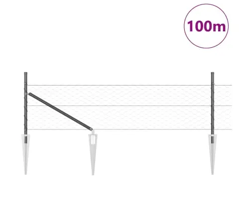 Sešstūra Žogs Pelēks 0.5X100 M Tērauds Vidaxl Sešstūra Žogs Pelēks 0.5X100 M Tērauds Vidaxl