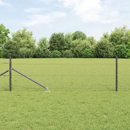 Žogs Ar Stabiem. Pelēka 0.8 X 100 M Pvc Pārklāts Tērauds Vidaxl