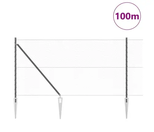 Sešstūru Žogs Pelēks 1X100 M Tērauds Vidaxl