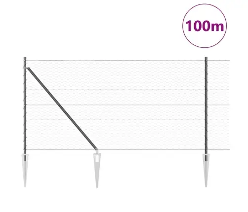 Hexagon Fence Pelēks 1X100 M Tērauds Vidaxl