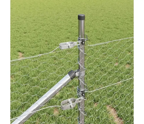 Tvora Su Stulpais Sidabro 1 X 10 M Pvc Dengtas Plienas